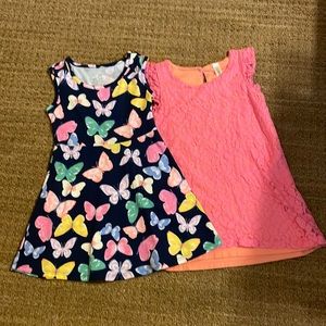 Girls mixed brand summer dress bundle size XS 4/5 2 dresses butterflies and lace